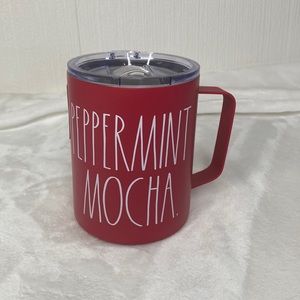 Rae Dunn PEPPERMINT MOCHA Double Walled Stainless Steel Mug 12oz NEW